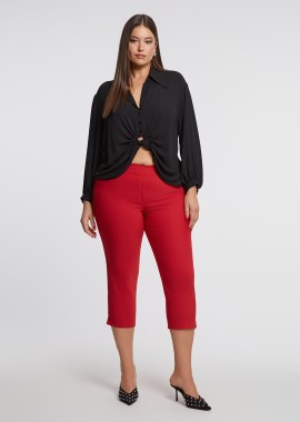 MAT FASHION - Basic βαμβακερό παντελόνι κάπρι