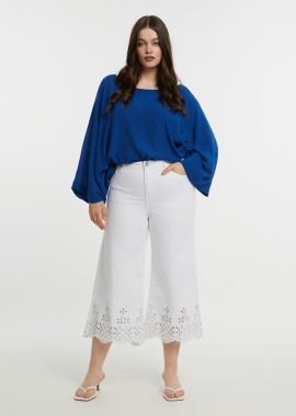 MAT FASHION - Τζιν cropped με κέντημα