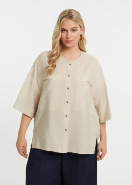 MAT FASHION - Πουκαμίσα βισκόζη με τσέπες