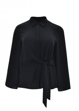 MAT FASHION - Σατέν πουκάμισο με δέσιμο στη μέση