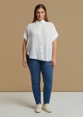 MAT FASHION - Πουκάμισο κρεπ με κοντά μανίκια