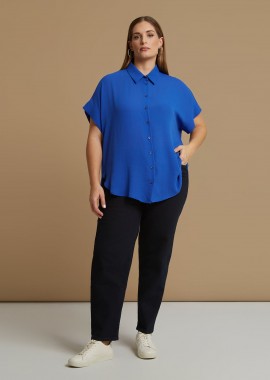 MAT FASHION - Πουκάμισο κρεπ με κοντά μανίκια