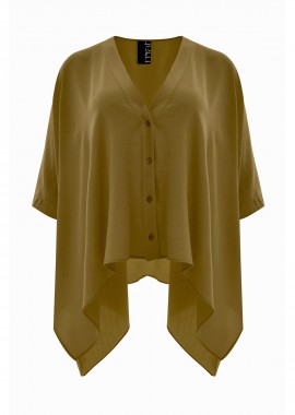 MAT FASHION - Πουκάμισο κρεπ airwashed με ασυμμετρία