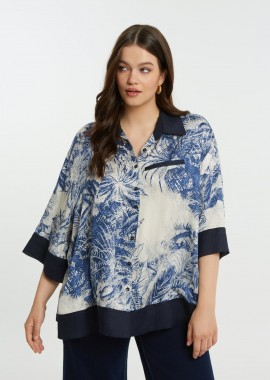 MAT FASHION - Εμπριμέ πουκάμισο βισκόζη με αντίθεση στον γιακά