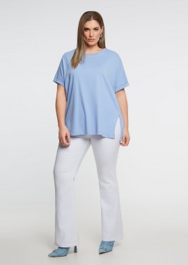 MAT FASHION - Βαμβακερό t-shirt με άνοιγμα στο τελείωμα