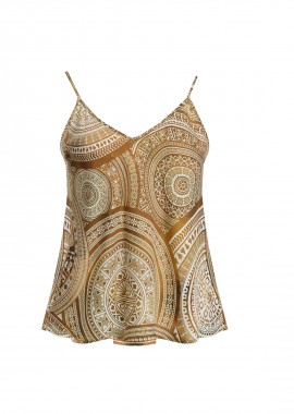 MAT FASHION - Σατέν τοπ με medallion print και ρυθμιζόμενες τιράντες