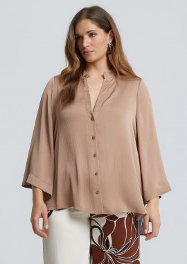 MAT FASHION - Σατέν πουκάμισο με μάο γιακά