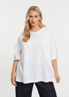 MAT FASHION - Μπλούζα t-shirt βαμβακερή με τσέπες από ποπλίνα