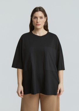 MAT FASHION - Μπλούζα t-shirt βαμβακερή με τσέπες από ποπλίνα