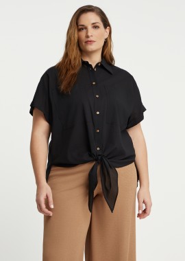 MAT FASHION - Πουκάμισο με τσέπες και δέσιμο μπροστά