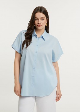 MAT FASHION - Πουκάμισο από ποπλίνα με κοντό μανίκι