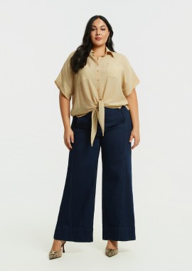 MAT FASHION - Πουκάμισο με τσέπες και δέσιμο μπροστά