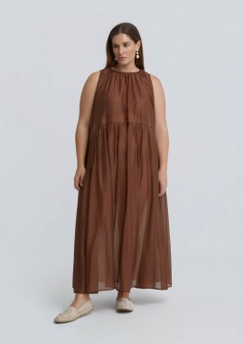 MAT FASHION - Αμάνικο maxi φόρεμα με βολάν
