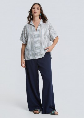 MAT FASHION - Ριγέ μπλούζα βαμβάκι/λινό