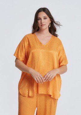 MAT FASHION - Μπλούζα βισκόζη V με ανάγλυφη υφή