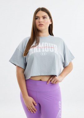 UNDER ARMOUR - Μπλούζα UA Heavyweight Scripted Wordmark Crop Short Sleeve