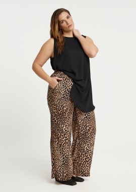 MAT FASHION - Παντελόνα σατέν με animal print μοτίβο
