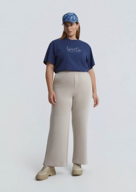 MAT FASHION - Μονόχρωμη παντελόνα με ελαστική μέση
