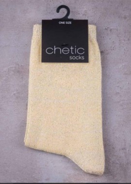 chetic socks - Γυναικείες γυαλιστερές κάλτσες κίτρινο