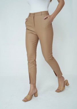 SOU - Justine skinny γυναικείο κροκό δερματίνη παντελόνι με φερμουάρ