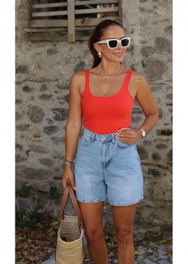 SOU - Perla γυναίκειο high waist jean σορτς