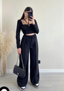 Amelie's - Wide Leg Pants Mimo Μαύρο