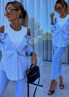 Amelie's - Πουκάμισο Μπλούζα Admi Σιέλ