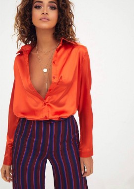 Amelie's - Πουκάμισο Σατέν Πορτοκαλί