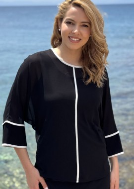 Anna Raxevsky - ΜΑΥΡΗ ΜΠΛΟΥΖΑ ΜΟΥΣΕΛΙΝΑ ΜΕ ΔΙΑΚΟΣΜΗΤΙΚΑ ΡΕΛΙΑ