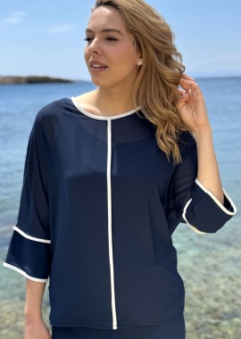 Anna Raxevsky - ΜΠΛΕ ΜΠΛΟΥΖΑ ΜΟΥΣΕΛΙΝΑ ΜΕ ΔΙΑΚΟΣΜΗΤΙΚΑ ΡΕΛΙΑ