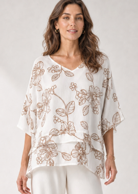 Anna Raxevsky - ΕΚΡΟΥ ΚΕΝΤΗΤΗ OVERSIZE ΜΠΛΟΥΖΑ LINEN-LOOK