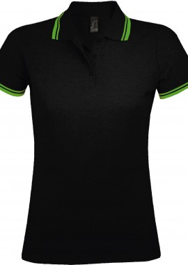 - Γυναικείο πόλο πικέ Pasadena Women SOLS 00578 Black/Lime