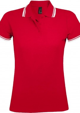 - Γυναικείο πόλο πικέ Pasadena Women SOLS 00578 Red/White