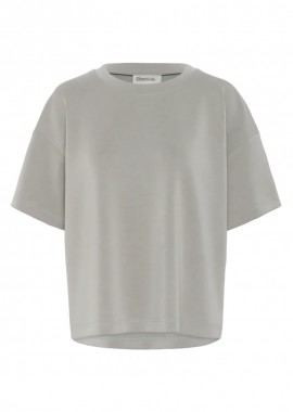 MY ESSENTIAL WARDROBE - ΓΥΝΑΙΚΕΙΟ T-SHIRT HelleMW EMB Boxy MY ESSENTIAL ΑΝΕΤΗ ΓΡΑΜΜΗ ΓΚΡΙ/ΛΕΥΚΟ