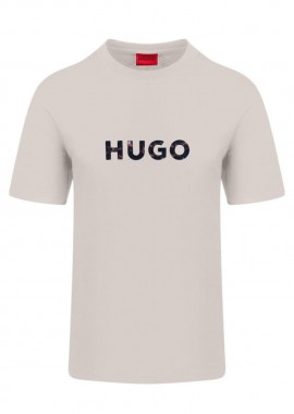 HUGO - ΑΝΔΡΙΚΟ T-SHIRT HUGO DUMEO ΚΟΝΤΟΜΑΝΙΚΟ ΕΚΡΟΥ