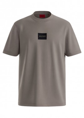 HUGO - ΑΝΔΡΙΚΟ T-SHIRT HUGO DUMEON ΚΟΝΤΟΜΑΝΙΚΟ ΑΝΟΙΧΤΟ ΚΑΦΕ