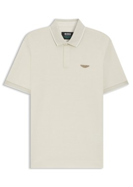 BOSS - ΑΝΔΡΙΚΗ POLO ΜΠΛΟΥΖΑ BOSS X ASTON MARTIN C-PROUT KONTOMANIKO ΛΕΥΚΟ