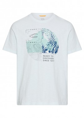 CAMEL ACTIVE - ΑΝΔΡΙΚΟ T-SHIRT CAMEL ACTIVE ΜΕ ΤΥΠΩΜΑ ΣΤΡΟΓΓΥΛΗ ΛΑΙΜΟΚΟΨΗ ΓΑΛΑΖΙΟ
