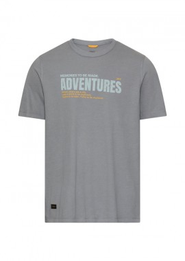 CAMEL ACTIVE - ΑΝΔΡΙΚΟ T-SHIRT CAMEL ACTIVE ΜΕ ΤΥΠΩΜΑ ΣΤΡΟΓΓΥΛΗ ΛΑΙΜΟΚΟΨΗ ΣΚΟΥΡΟ ΜΠΛΕ