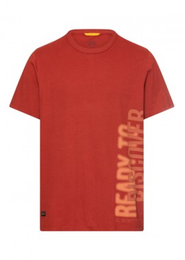 CAMEL ACTIVE - ΑΝΔΡΙΚΟ T-SHIRT CAMEL ACTIVE ΜΕ ΤΥΠΩΜΑ ΣΤΡΟΓΓΥΛΗ ΛΑΙΜΟΚΟΨΗ ΚΟΚΚΙΝΟ/ΚΑΦΕ