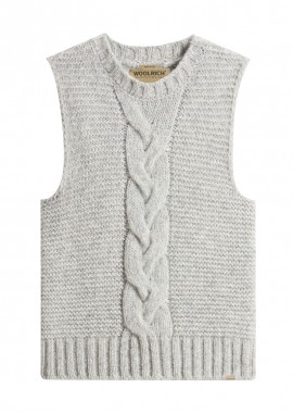 WOOLRICH - ΓΥΝΑΙΚΕΙΟ ΠΛΕΚΤΟ CABLE VEST ΓΚΡΙ