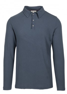 CROSSLEY - ΑΝΔΡΙΚΟ ΜΑΚΡΥΜΑΝΙΚΟ POLO SHIRT SALES ΚΑΝΟΝΙΚΗ ΓΡΑΜΜΗ ΜΠΛΕ ΣΚΟΥΡΟ