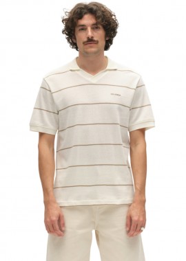 GABBA - ΑΝΔΡΙΚΗ POLO ΜΠΛΟΥΖΑ GABBA ISOLA STRIPES ARMOR ΡΙΓΕ ΚΟΝΤΟΜΑΝΙΚΗ ΛΕΥΚΟ/ΚΑΦΕ