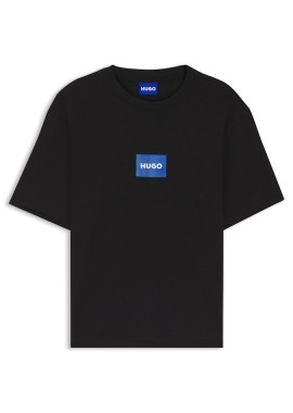 HUGO - ΑΝΔΡΙΚΟ T-SHIRT HUGO NAYONIX ΚΟΝΤΟΜΑΝΙΚΟ ΜΑΥΡΟ
