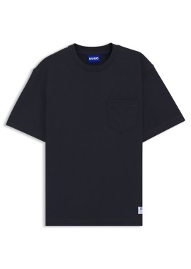 HUGO - ΑΝΔΡΙΚΟ T-SHIRT HUGO NESTITE ΚΟΝΤΟΜΑΝΙΚΟ ΣΚΟΥΡΟ ΜΠΛΕ