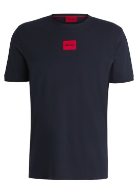 HUGO - ΑΝΔΡΙΚΟ T-SHIRT HUGO DIRAGOLINO212 ΚΟΝΤΟΜΑΝΙΚΟ ΣΚΟΥΡΟ ΜΠΛΕ