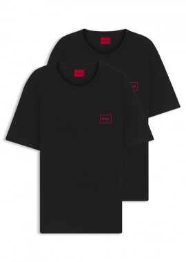 HUGO - ΑΝΔΡΙΚΟ T-SHIRT HUGO DUGOPACK 2 ΤΜΧ ΚΟΝΤΟΜΑΝΙΚΟ ΜΑΥΡΟ