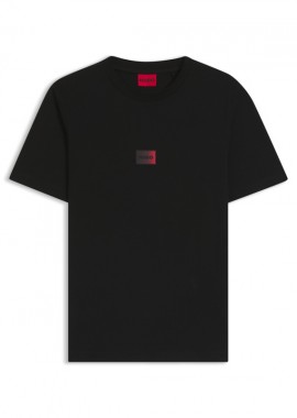HUGO - ΑΝΔΡΙΚΟ T-SHIRT HUGO DANOTIE ΚΟΝΤΟΜΑΝΙΚΟ ΜΑΥΡΟ