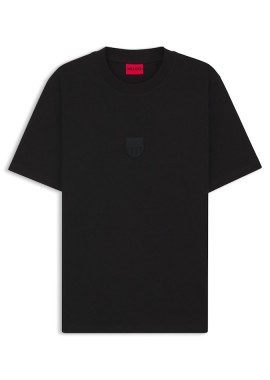 HUGO - ΑΝΔΡΙΚΟ T-SHIRT HUGO DARVISH ΚΟΝΤΟΜΑΝΙΚΟ ΜΑΥΡΟ