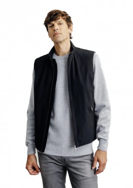 IZAC - ΑΝΔΡΙΚΟ ΓΙΛΕΚΟ IZAC BLOUSON RILEY ΚΑΝΟΝΙΚΗ ΓΡΑΜΜΗ ΜΑΥΡΟ